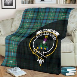 Scottish FERGUSON ANCIENT Clan Tartan Blanket - Wave Style Scottish Plaid Tartan Plaid