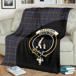 Scottish Fletcher of Dunans Clan Tartan Blanket - Wave Style Scottish Plaid Tartan Plaid