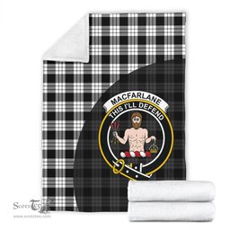 Scottish MacFarlane Black & White Clan Tartan Blanket - Wave Style Scottish Plaid Tartan Plaid