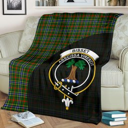 Scottish Bisset Clan Tartan Blanket - Wave Style Scottish Plaid Tartan Plaid