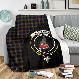 Scottish Clelland Modern Clan Tartan Blanket - Wave Style Scottish Plaid Tartan Plaid