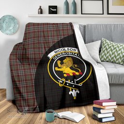 Scottish Nicolson Hunting Weathered Clan Tartan Blanket - Wave Style Scottish Plaid Tartan Plaid