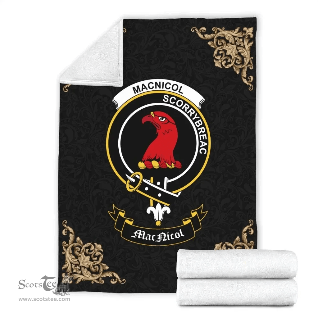 Scottish MacNicol (of Scorrybreac) Clan Tartan Blanket - Black Style Scottish Plaid Tartan Plaid