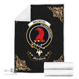 Scottish MacNicol (of Scorrybreac) Clan Tartan Blanket - Black Style Scottish Plaid Tartan Plaid