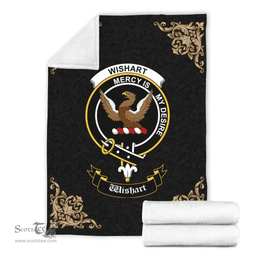 Scottish Wishart Clan Tartan Blanket - Black Style Scottish Plaid Tartan Plaid