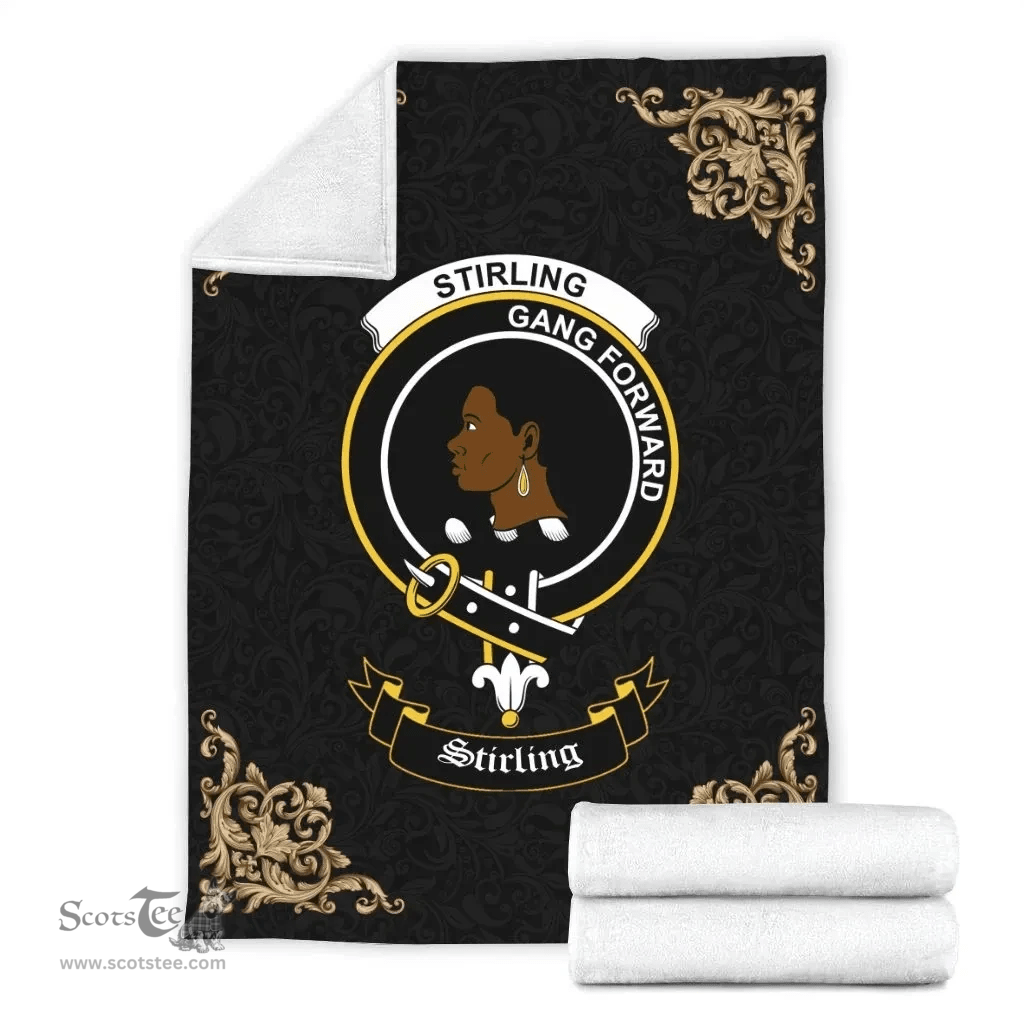 Scottish Stirling (of Keir) Clan Tartan Blanket - Black Style Scottish Plaid Tartan Plaid