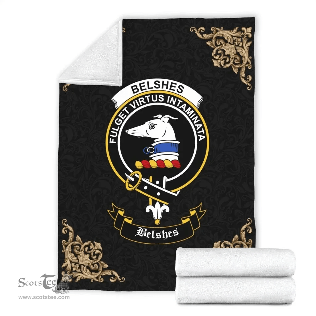 Scottish Belshes (or Belsches) Clan Tartan Blanket - Black Style Scottish Plaid Tartan Plaid