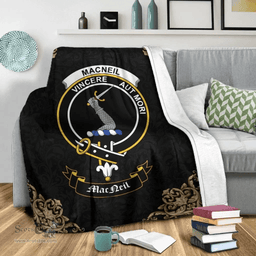 Scottish MacNeil (of Colonsay) Clan Tartan Blanket - Black Style Scottish Plaid Tartan Plaid