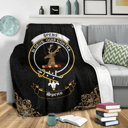 Scottish Spens (or Spence) Clan Tartan Blanket - Black Style Scottish Plaid Tartan Plaid