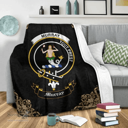 Scottish Murray (of Dysart) Clan Tartan Blanket - Black Style Scottish Plaid Tartan Plaid
