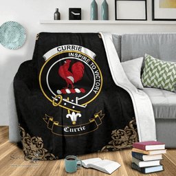 Scottish Currie or Curry Clan Tartan Blanket - Black Style Scottish Plaid Tartan Plaid