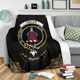 Scottish Ogilvie Clan Tartan Blanket - Black Style Scottish Plaid Tartan Plaid