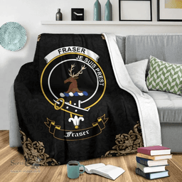 Scottish Fraser (of Lovat) Clan Tartan Blanket - Black Style Scottish Plaid Tartan Plaid