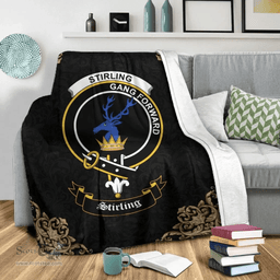 Scottish Stirling (of Cadder-Present Chief) Clan Tartan Blanket - Black Style Scottish Plaid Tartan Plaid