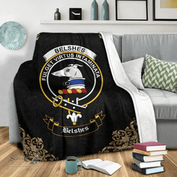 Scottish Belshes (or Belsches) Clan Tartan Blanket - Black Style Scottish Plaid Tartan Plaid