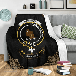 Scottish Stirling (of Keir) Clan Tartan Blanket - Black Style Scottish Plaid Tartan Plaid