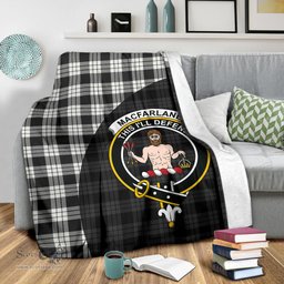 Scottish MacFarlane Black & White Ancient Clan Tartan Blanket - Wave Style Scottish Plaid Tartan Plaid