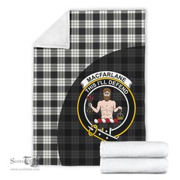 Scottish MacFarlane Black & White Ancient Clan Tartan Blanket - Wave Style Scottish Plaid Tartan Plaid