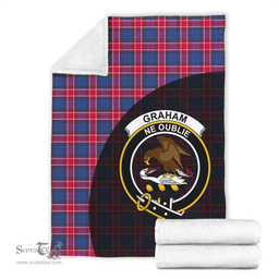 Scottish Graham of Menteith Red Clan Tartan Blanket - Wave Style Scottish Plaid Tartan Plaid