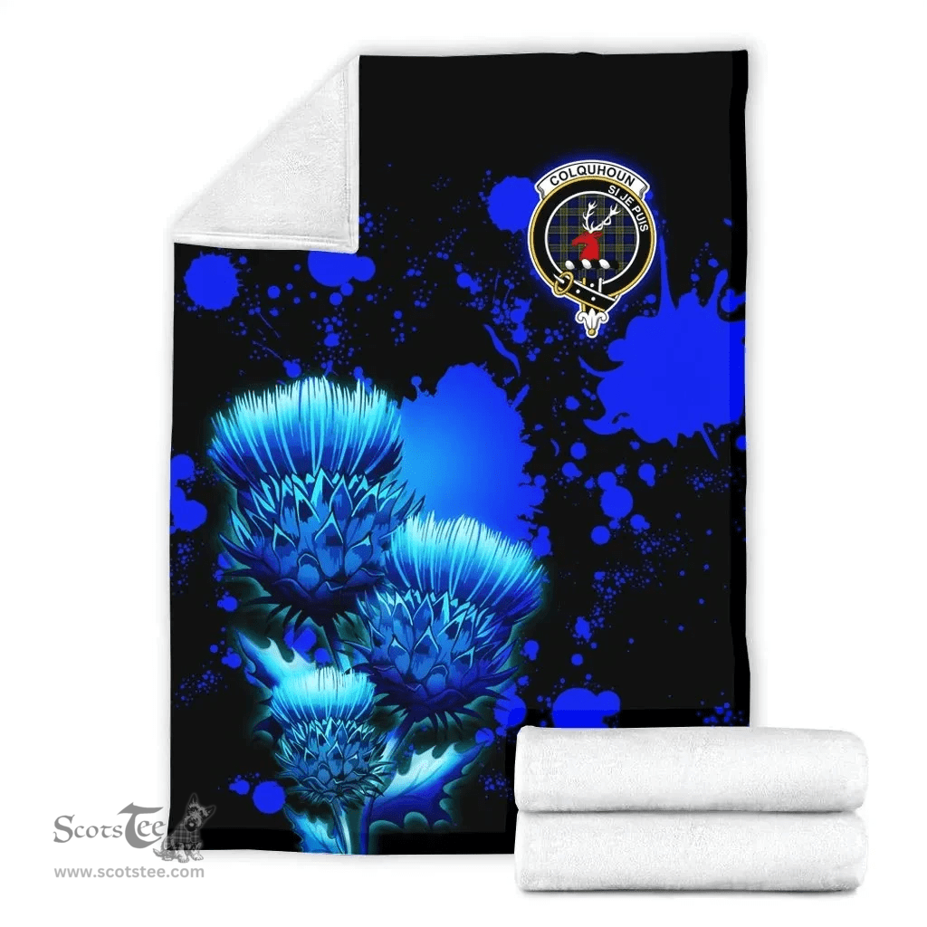 Scottish Colquhoun Clan Tartan Blanket - Scotland Thistle Luxury Scottish Plaid Tartan Plaid