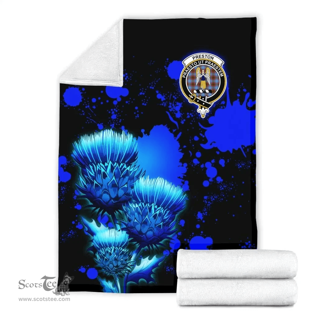 Scottish Preston Clan Tartan Blanket - Scotland Thistle Luxury Scottish Plaid Tartan Plaid