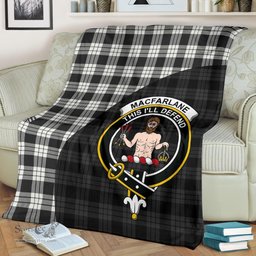 Scottish MacFarlane Black & White Ancient Clan Tartan Blanket - Wave Style Scottish Plaid Tartan Plaid
