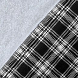 Scottish Menzies Black & White Modern Clan Tartan Blanket - Wave Style Scottish Plaid Tartan Plaid