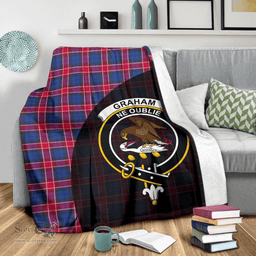 Scottish Graham of Menteith Red Clan Tartan Blanket - Wave Style Scottish Plaid Tartan Plaid