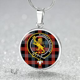 Scottish Brown (Broun) Ancient Clan Tartan Circle Necklace - Crest Classic Scottish Plaid Tartan Plaid