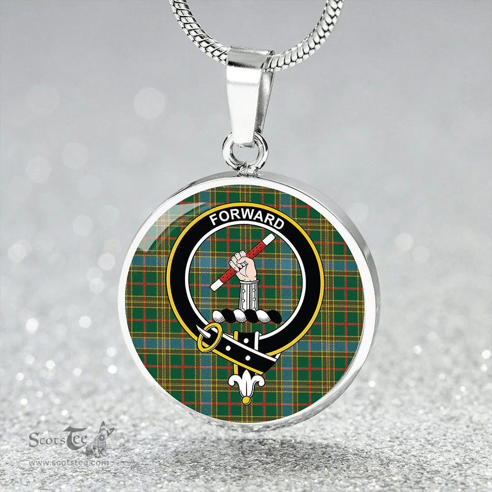 Scottish Balfour Hunting Modern Clan Tartan Circle Necklace - Crest Classic Scottish Plaid Tartan Plaid