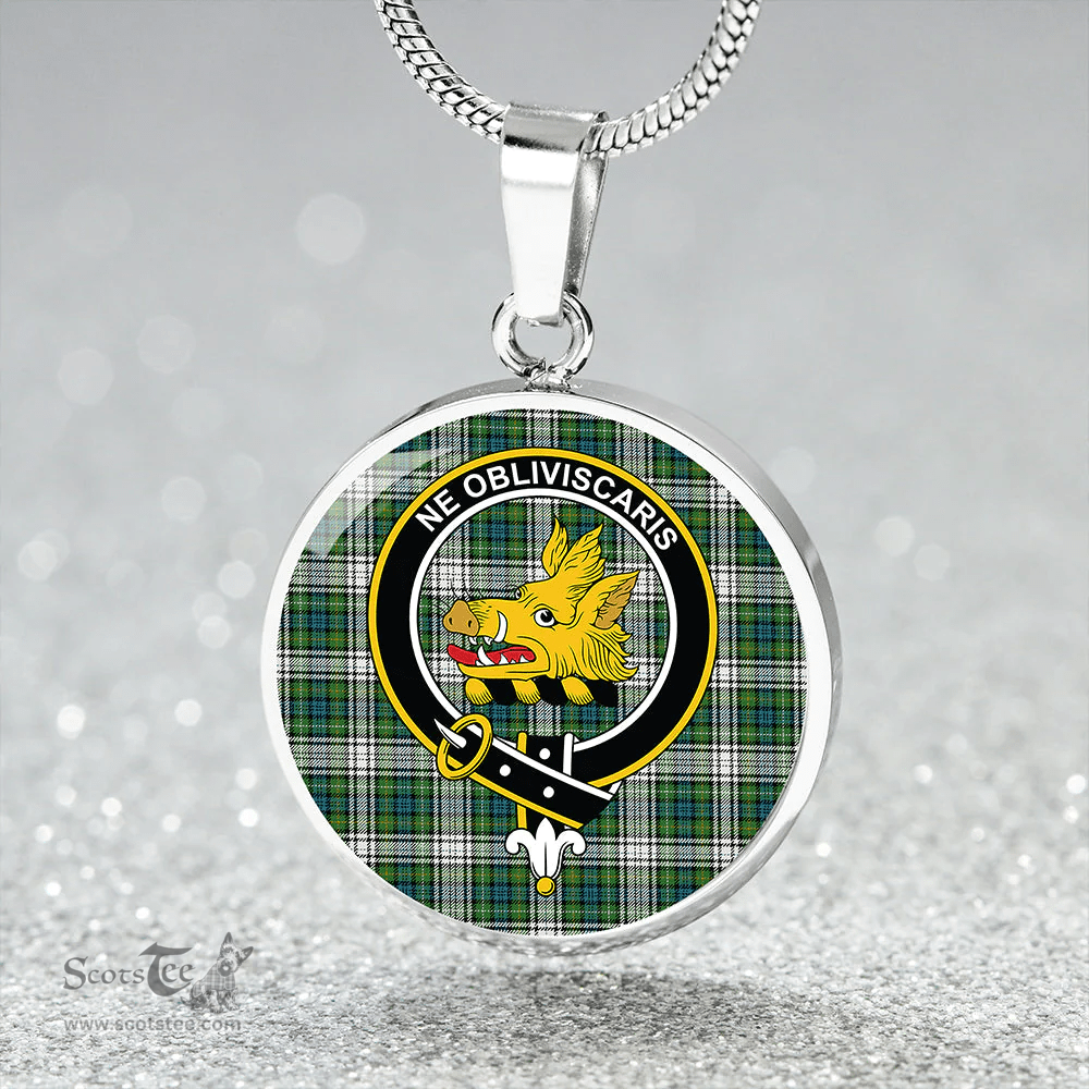 Scottish Campbell Dress Ancient 2 Clan Tartan Circle Necklace - Crest Classic Scottish Plaid Tartan Plaid