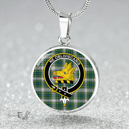 Scottish Campbell Dress Ancient 2 Clan Tartan Circle Necklace - Crest Classic Scottish Plaid Tartan Plaid