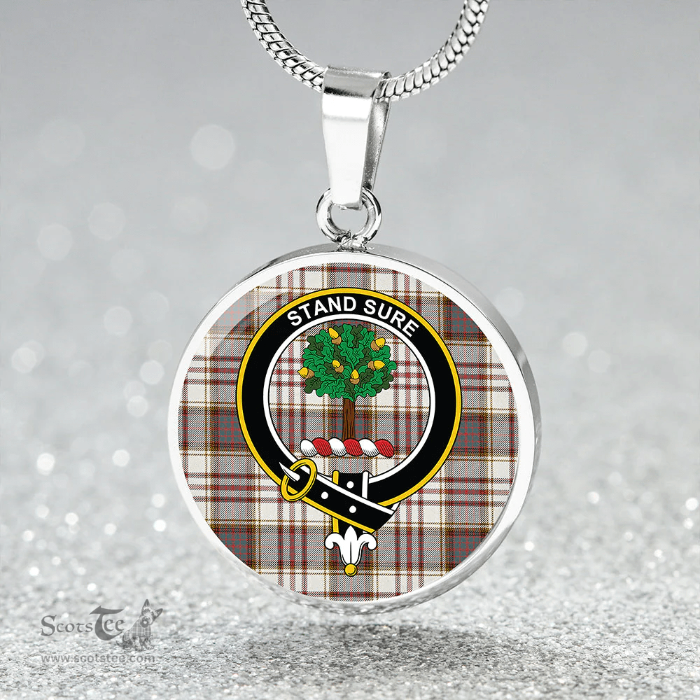 Scottish Anderson Arisaid Weathered Clan Tartan Circle Necklace - Crest Classic Scottish Plaid Tartan Plaid
