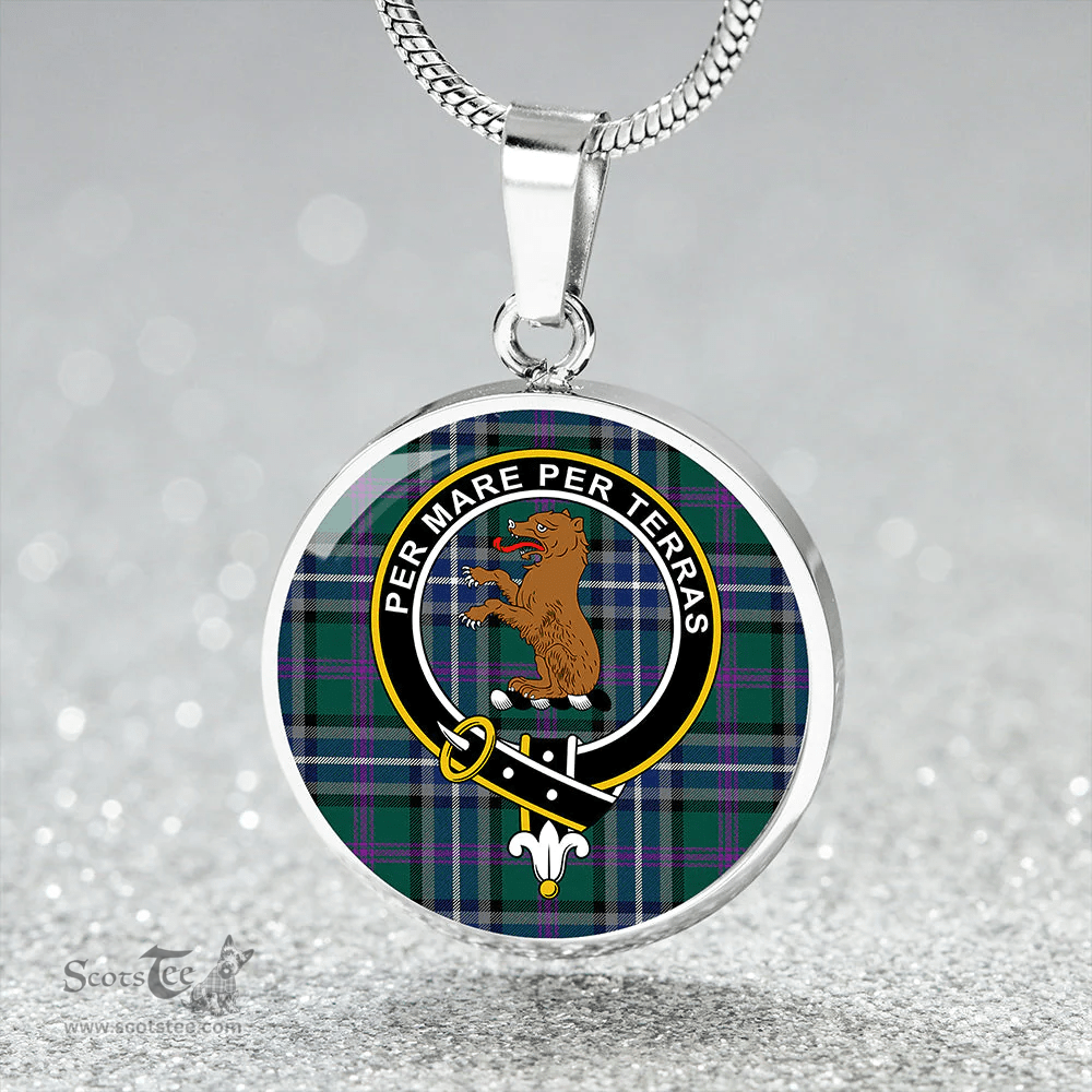 Scottish Alexander of Menstry Hunting Modern Clan Tartan Circle Necklace - Crest Classic Scottish Plaid Tartan Plaid