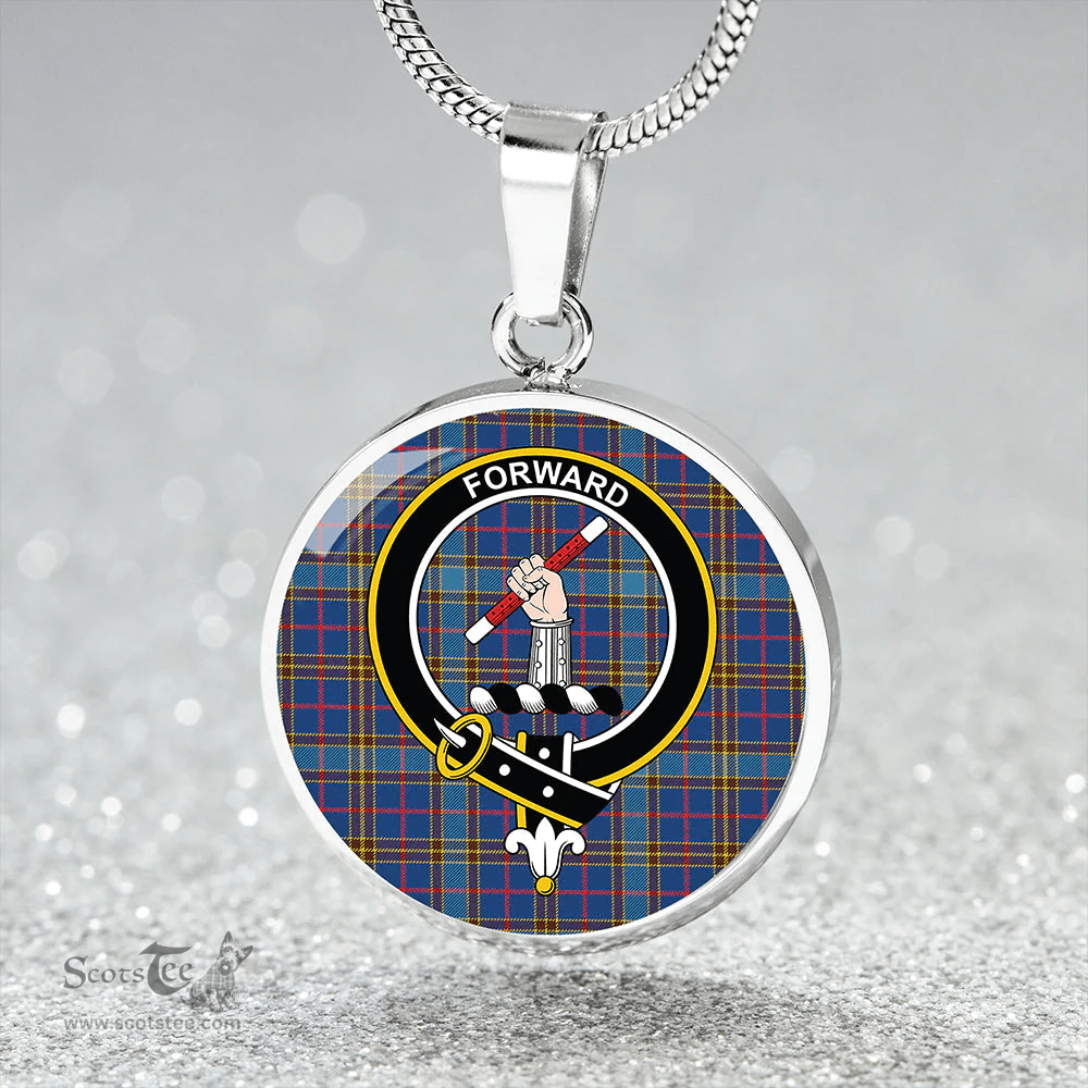 Scottish Balfour Blue Modern Clan Tartan Circle Necklace - Crest Classic Scottish Plaid Tartan Plaid