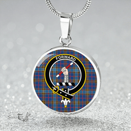 Scottish Balfour Blue Modern Clan Tartan Circle Necklace - Crest Classic Scottish Plaid Tartan Plaid