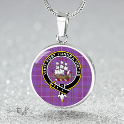 Scottish Bryson Ancient Clan Tartan Circle Necklace - Crest Classic Scottish Plaid Tartan Plaid