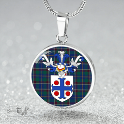 Scottish Belfrage (Belfarge) Modern Clan Tartan Circle Necklace - Crest Classic Scottish Plaid Tartan Plaid