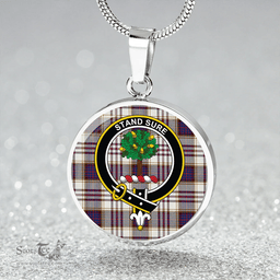 Scottish Anderson Arisaid Modern Clan Tartan Circle Necklace - Crest Classic Scottish Plaid Tartan Plaid