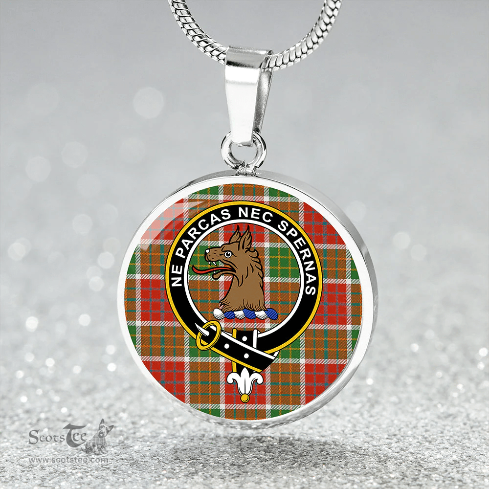 Scottish Blackie Ancient Clan Tartan Circle Necklace - Crest Classic Scottish Plaid Tartan Plaid