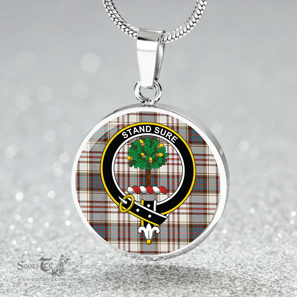 Scottish Anderson Arisaid Ancient Clan Tartan Circle Necklace - Crest Classic Scottish Plaid Tartan Plaid