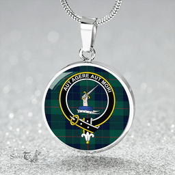 Scottish Barclay Hunting Modern Clan Tartan Circle Necklace - Crest Classic Scottish Plaid Tartan Plaid