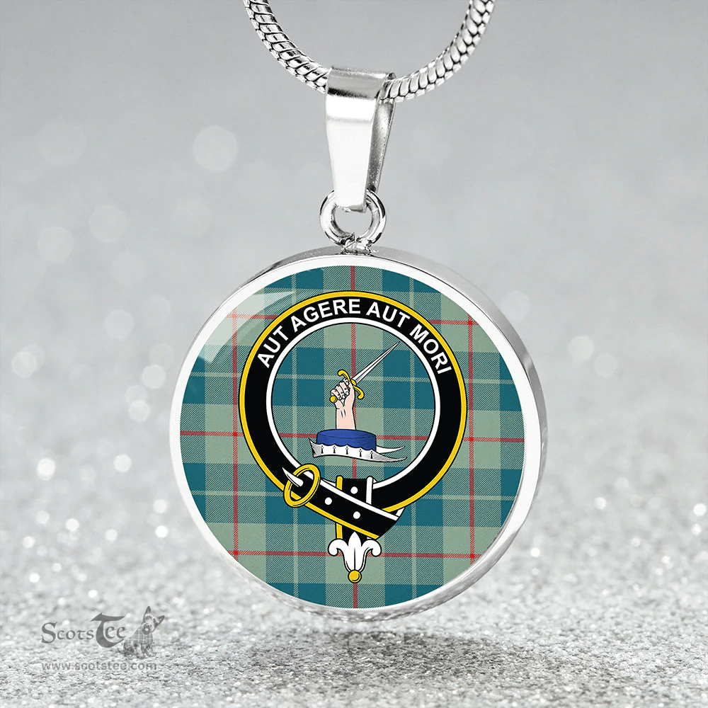 Scottish Barclay Hunting #2 Ancient Clan Tartan Circle Necklace - Crest Classic Scottish Plaid Tartan Plaid