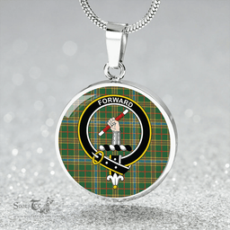 Scottish Balfour Hunting Ancient Clan Tartan Circle Necklace - Crest Classic Scottish Plaid Tartan Plaid