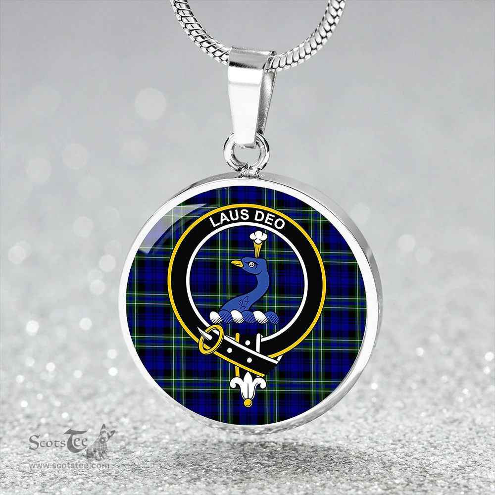 Scottish Arbuthnot Modern Clan Tartan Circle Necklace - Crest Classic Scottish Plaid Tartan Plaid