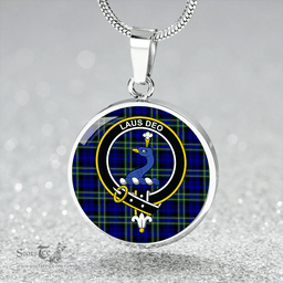 Scottish Arbuthnot Modern Clan Tartan Circle Necklace - Crest Classic Scottish Plaid Tartan Plaid
