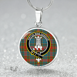 Scottish Beaton Ancient Clan Tartan Circle Necklace - Crest Classic Scottish Plaid Tartan Plaid
