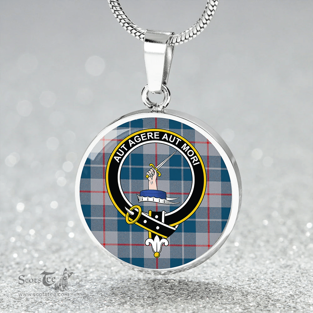 Scottish Barclay Hunting #2 Modern Clan Tartan Circle Necklace - Crest Classic Scottish Plaid Tartan Plaid