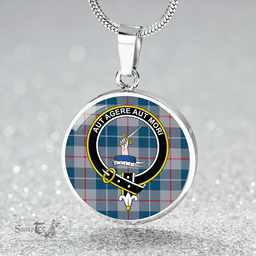 Scottish Barclay Hunting #2 Modern Clan Tartan Circle Necklace - Crest Classic Scottish Plaid Tartan Plaid