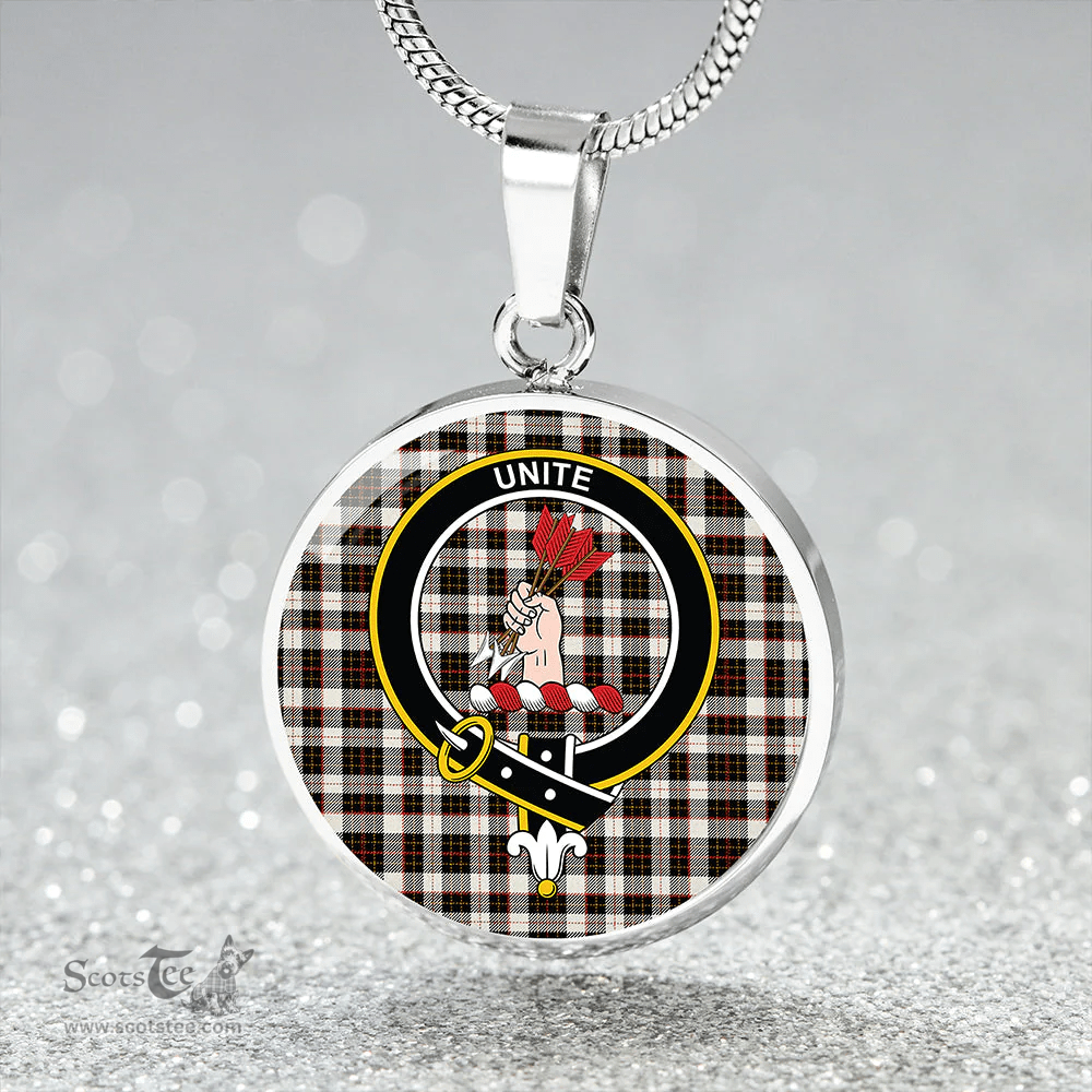 Scottish Brodie Black & White Clan Tartan Circle Necklace - Crest Classic Scottish Plaid Tartan Plaid